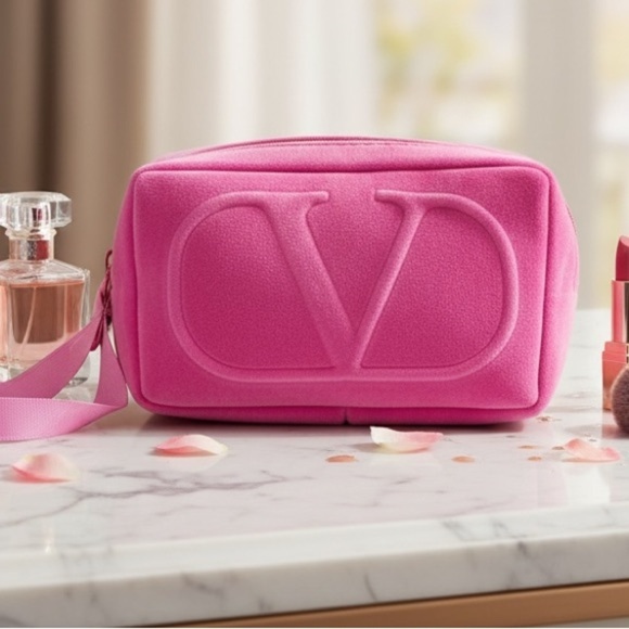 Valentino Handbags - Valentino Fuchsia Velvet Cosmetic Bag